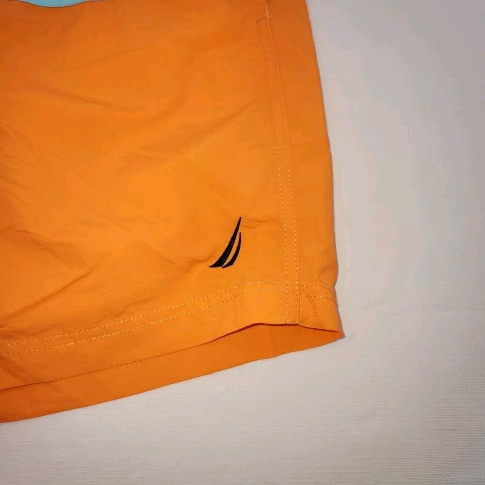 NAUTICA Mens XXL QUICK-DRY TRI-BLOCK SWIM SHORTS TRUNKS Orange Blue - Picture 2 of 5